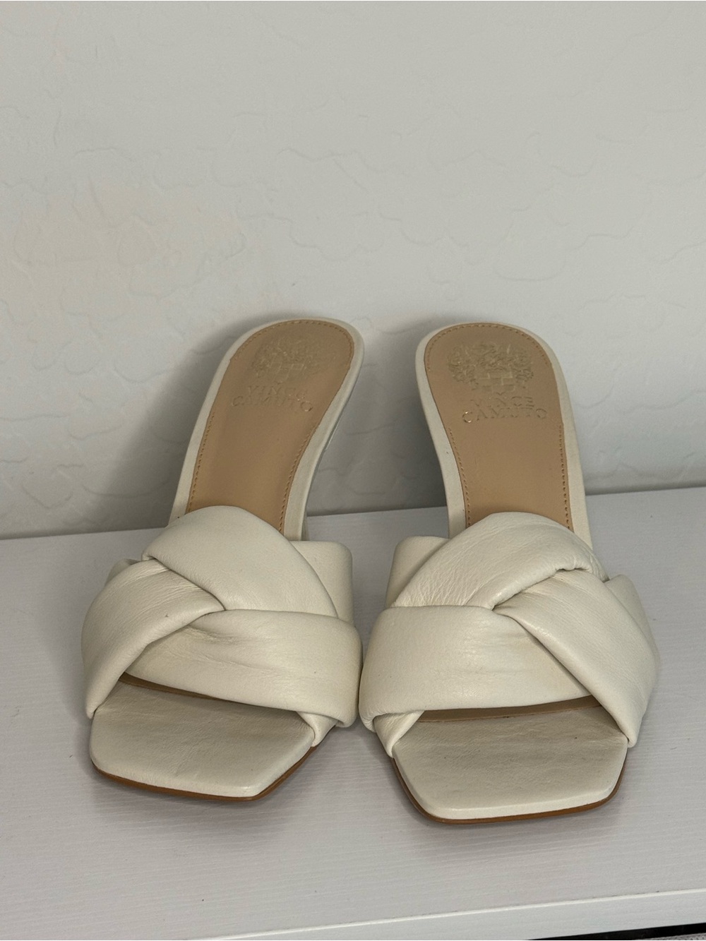 Vince Camuto Cream Braided Slide Heels